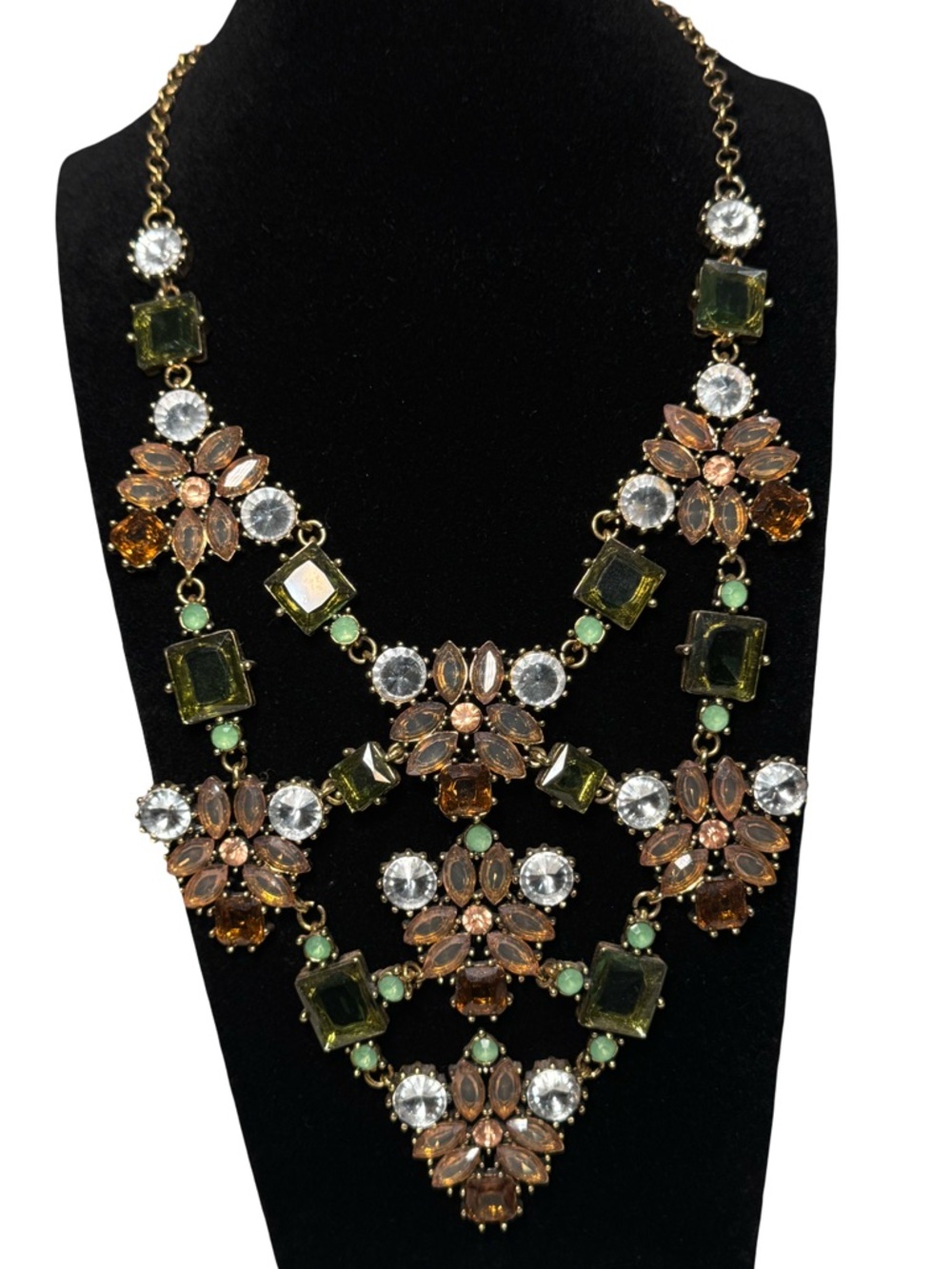 BaubleBar Gold-Tone Multi-Color Crystal Floral Bib Necklace